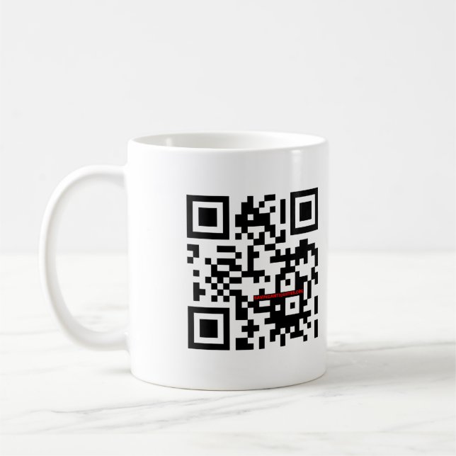 "QR mim" caneca preta SEGURA (Esquerda)