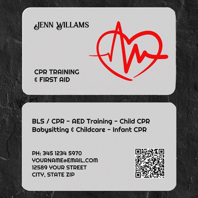 QR personalizado de instrutor CPR certificado (Certified CPR Instructor Card)