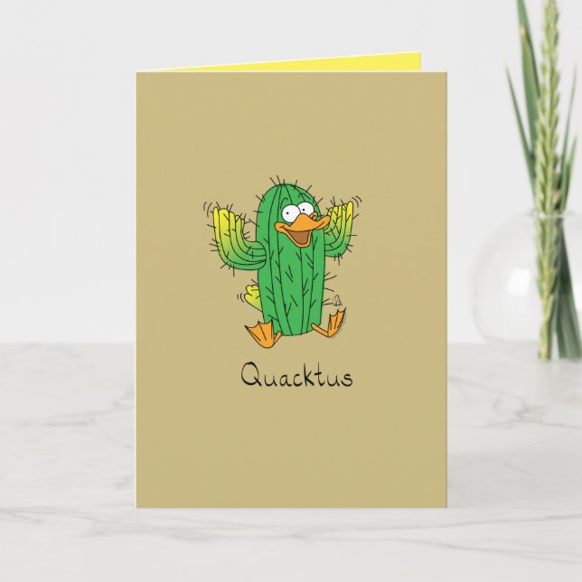 Quacktus - Cartão de Saudação Pun Cactus Pun (Frente)