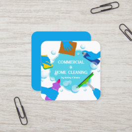 Quadrado 2 Cartão de visita de Limpeza de Vários Nomes