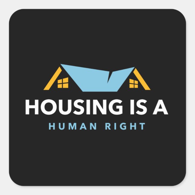 Quadrado A moradia é um adesivo direito humano (Frente)