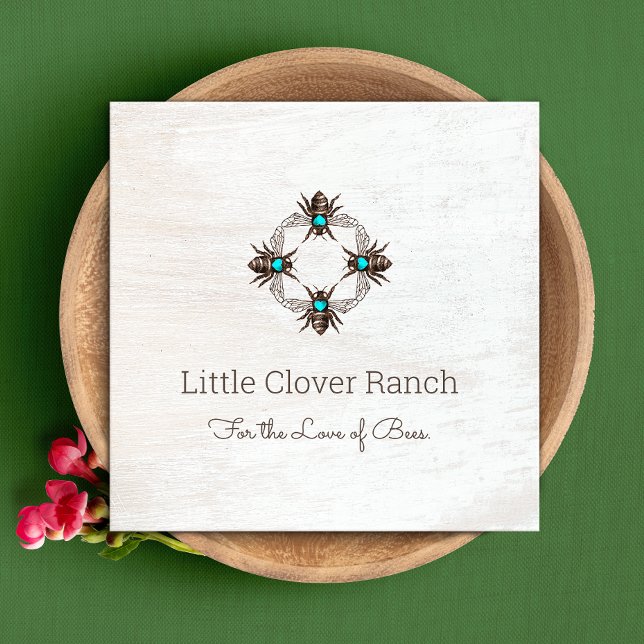 Quadrado Abelhas Abelhas Cartão de visita de Madeira Rústic (Criador carregado)