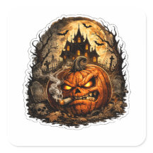 🎃 Abóbora de Halloween Zangada Adesivo | Assustad