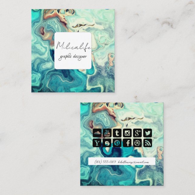 Quadrado Abstrato, cartão de visita de mídia social (Frente/Verso)