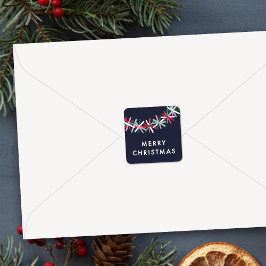 Quadrado Adesivo Alegre Natal Guirlanda de Purpurina Colori