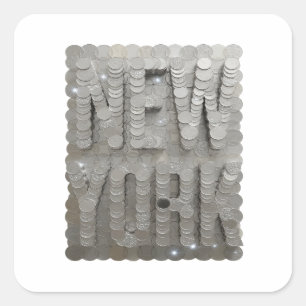 Quadrado Adesivo Arte de PRATA BRILHANTE NEW YORK