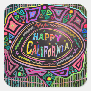 Quadrado Adesivo "Arte Feliz: Califórnia Feliz"