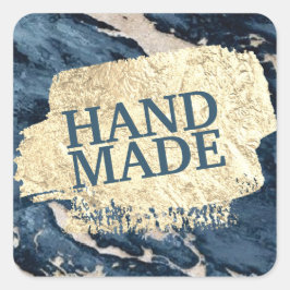 Quadrado Adesivo Azul e Dourado