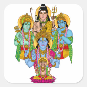 Quadrado Adesivo Brahma Vishnu Shiva Ram Krishna