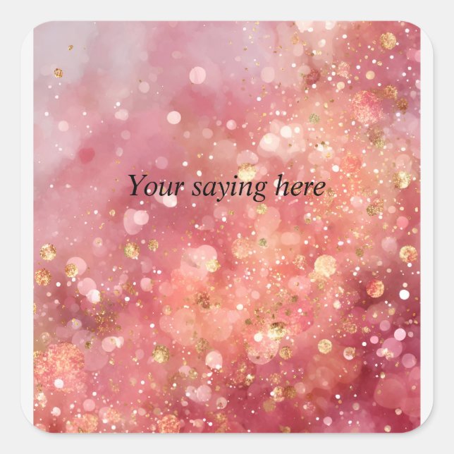 Quadrado Adesivo Brilho Rosa e Dourado (Frente)