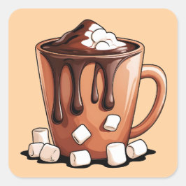 Quadrado Adesivo Caneca Sonho de Chocolate Quente Vulcão