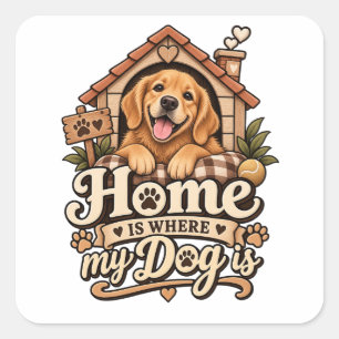 Quadrado Adesivo Casa é Onde Meu Cachorro Está Decalque p