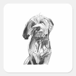 Quadrado Adesivo Cavapoo, Ilustração de Amante de Cachorro