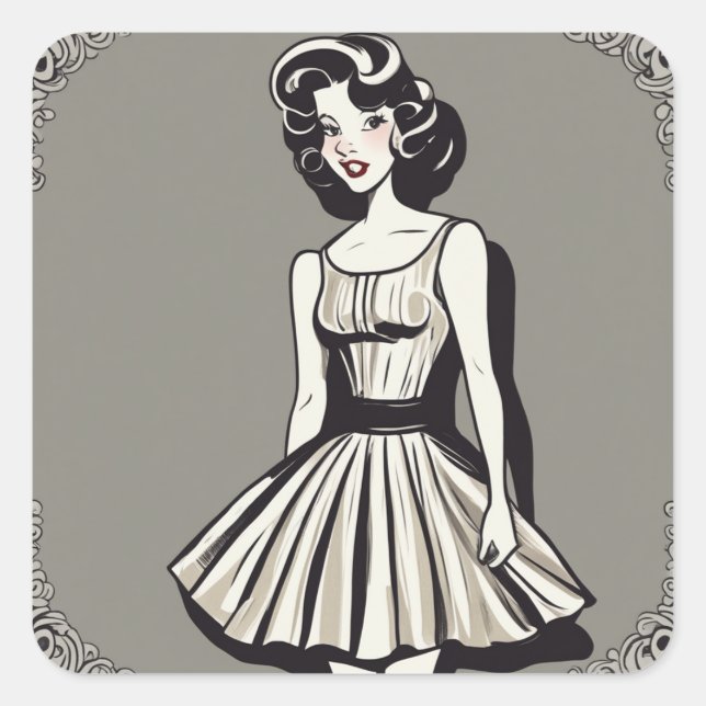 Quadrado Adesivo clássico de moda LBD (Frente)