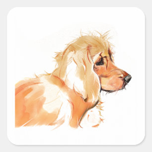 Quadrado Adesivo Cocker Spaniel, Arte de Cachorro