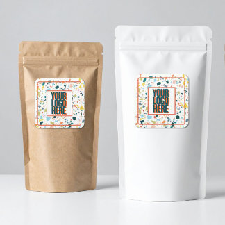 Quadrado Adesivo com Logotipo Personalizado e Pontos Colori