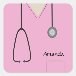 Quadrado Adesivo cor-de-rosa de escrutínio médico