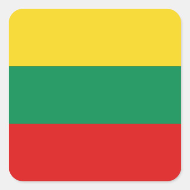 Quadrado Adesivo da Bandeira da Lituânia (Frente)