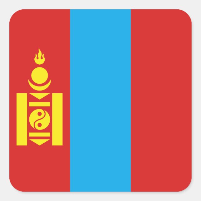 Quadrado Adesivo da Bandeira da Mongólia (Frente)