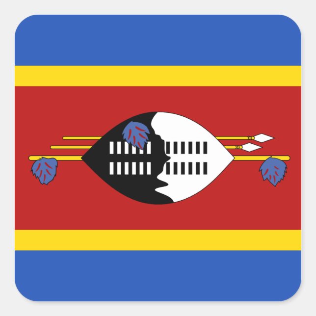 Quadrado Adesivo da Bandeira de Eswatini (Frente)