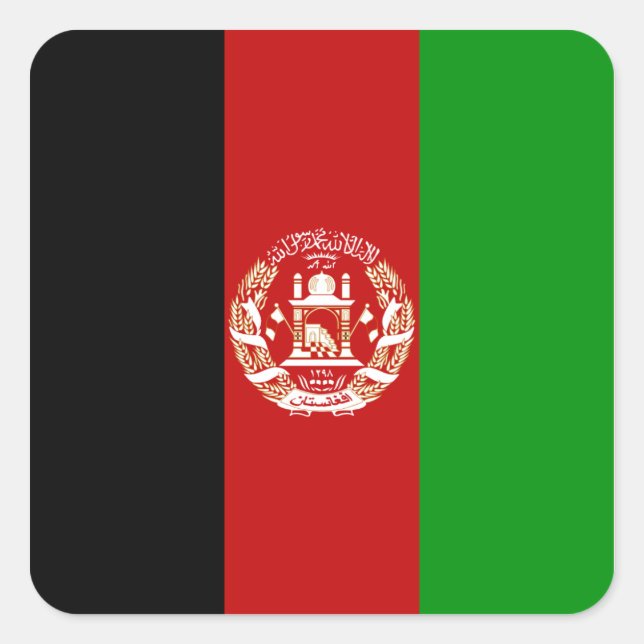Quadrado Adesivo da Bandeira do Afeganistão (Frente)