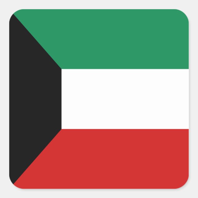 Quadrado Adesivo da Bandeira do Kuwait (Frente)