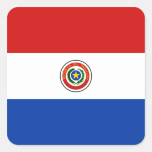 Quadrado Adesivo da Bandeira do Paraguai