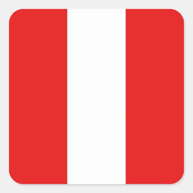 Quadrado Adesivo da Bandeira do Peru (Frente)