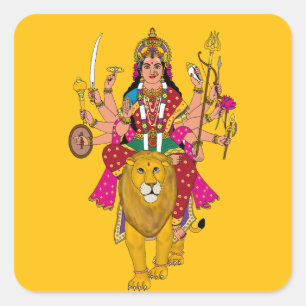 Quadrado Adesivo da Deusa Durga – Espírito Espiritual Hindu