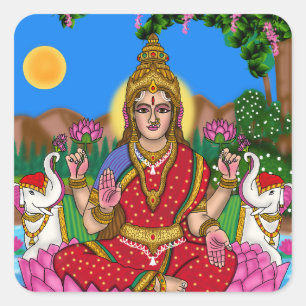 Quadrado Adesivo da Deusa Lakshmi