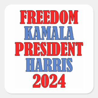 Quadrado Adesivo da Praça Liberdade de Kamala Harris 2024