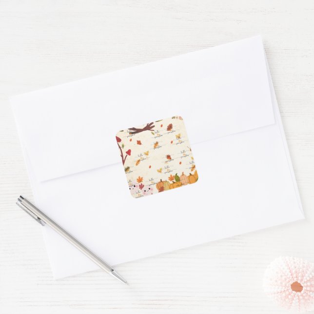 Quadrado Adesivo de Abóbora Fofa (Envelope)