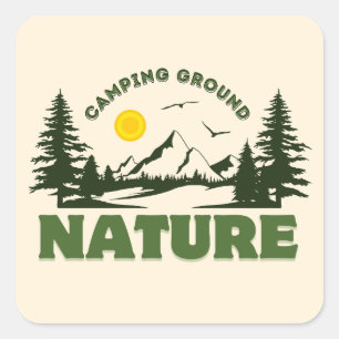 Quadrado Adesivo de Acampamento / Aventuras ao Ar Livre em