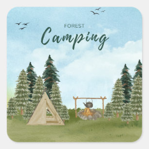 Quadrado Adesivo de Acampamento / Aventuras ao Ar Livre Vin