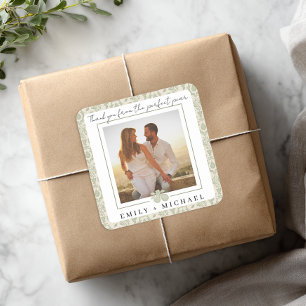 Quadrado Adesivo de Agradecimento com Foto de Pêra Perfeita