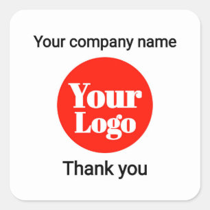 Quadrado Adesivo de Agradecimento com Logotipo Personalizad