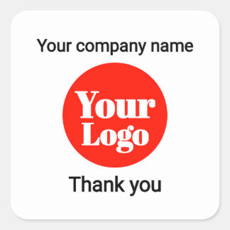 Quadrado Adesivo de Agradecimento com Logotipo Personalizad