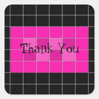 Quadrado Adesivo de agradecimento de azulejo rosa e preto o