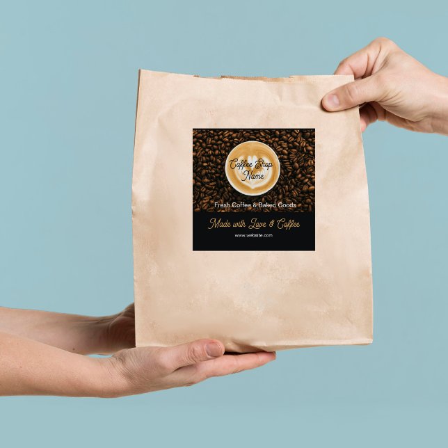Quadrado Adesivo de agradecimento de café | Agradecimento d (Criador carregado)
