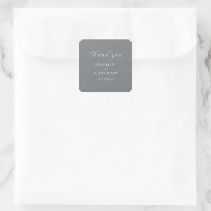 Quadrado Adesivo de Agradecimento de Casamento Minimalista