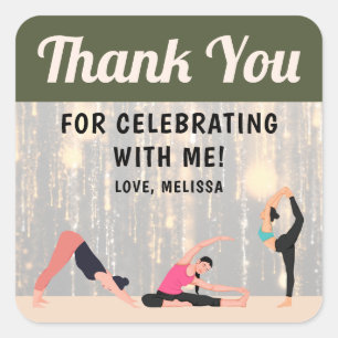 Quadrado Adesivo de Agradecimento de Estúdio de Yoga de Lux