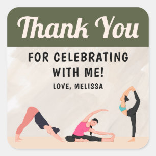 Quadrado Adesivo de Agradecimento Estúdio de Yoga Neutro 