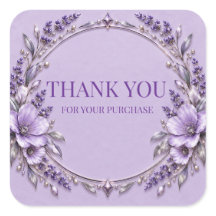 Adesivo de Agradecimento Floral Lavanda Pastel Ele