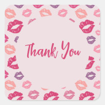 Adesivo de Agradecimento para Festa Glam de Lábios