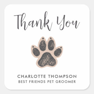 Quadrado Adesivo de Agradecimento para Pet Groomer Limpo 