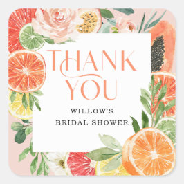 Quadrado Adesivo de Agradecimento Tropical Citrus