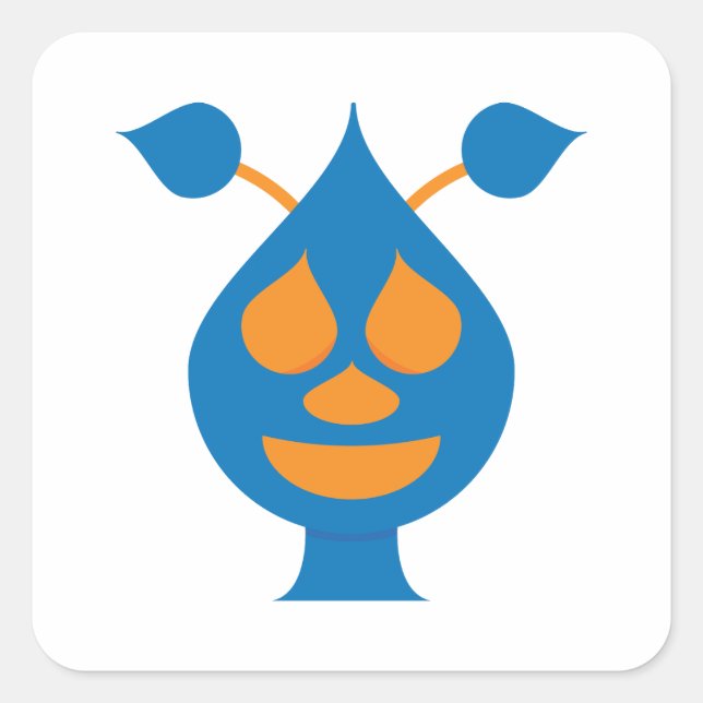 Quadrado Adesivo de Alien Feliz (Frente)