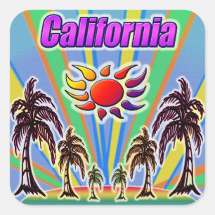Quadrado Adesivo de Amor de Verão da Califórnia