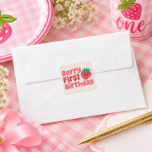 Adesivo de Aniversário de Menina Berry Primeiro An