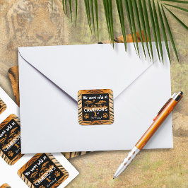 Quadrado Adesivo de Aniversário de Tigre de Estampa Animal